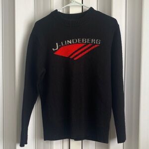 J.Lindeberg Men's Sweater in Black with Red Detail